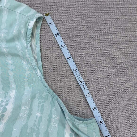 DR2 Womens Tunic Top Blue Sleeveless Tie Dyed Rose Rayon Tie Fringe Boho Size 2X - Picture 11 of 12